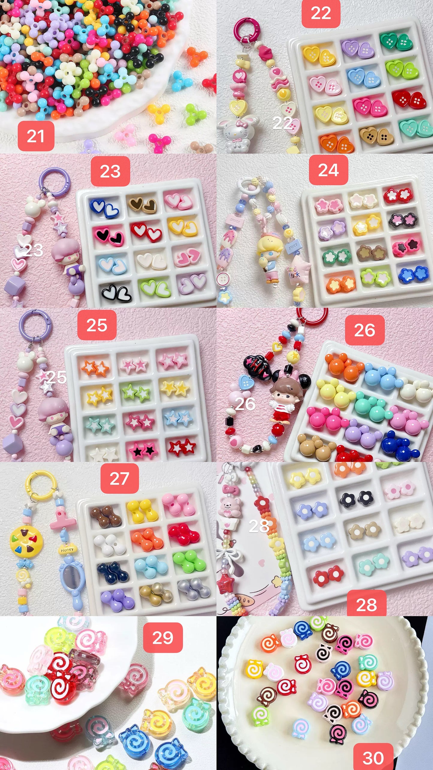 120+ designs of acrylic beads, $1.5/10pcs or more, Link 1(01-30)