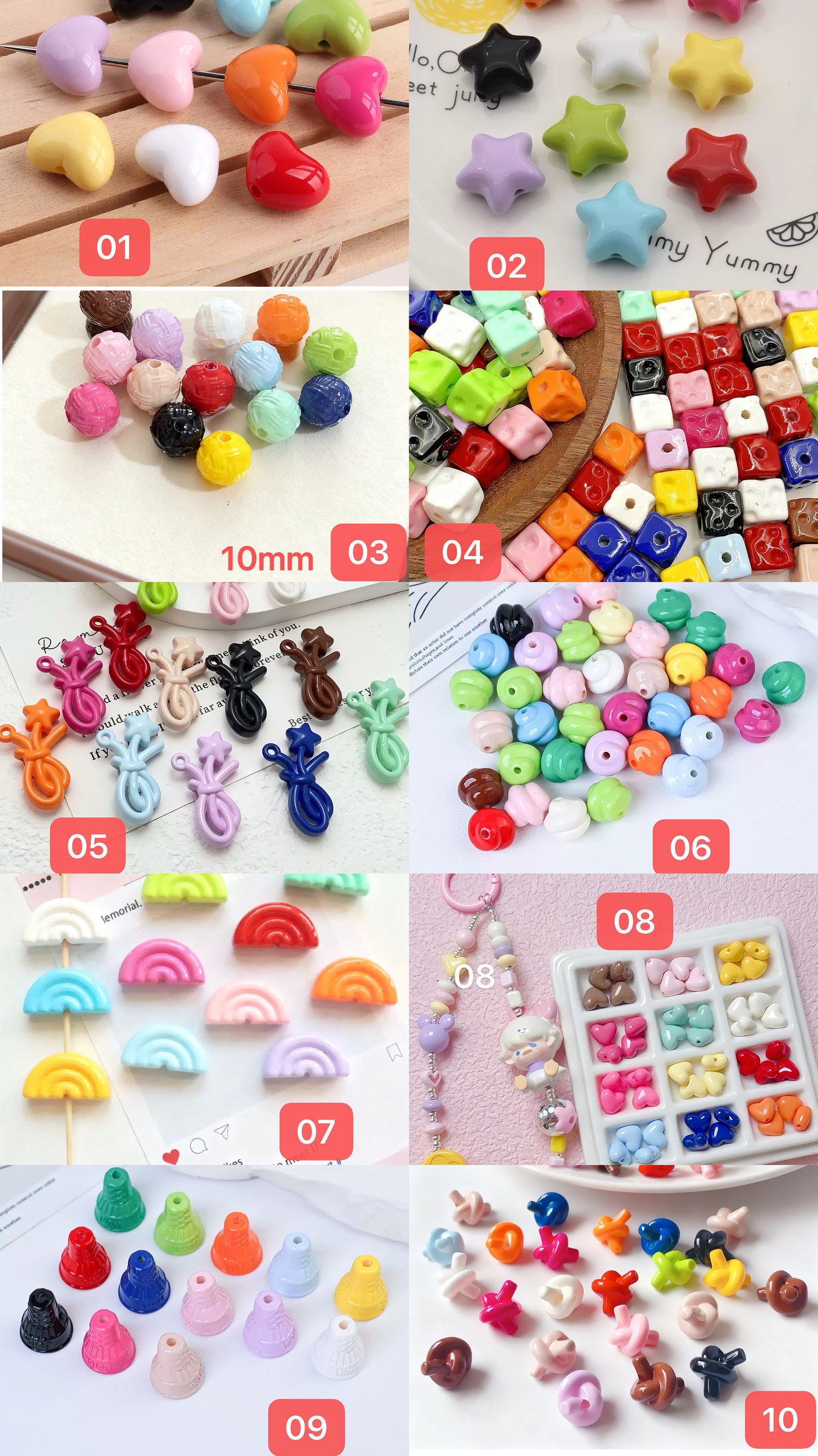 120+ designs of acrylic beads, $1.5/10pcs or more, Link 1(01-30)
