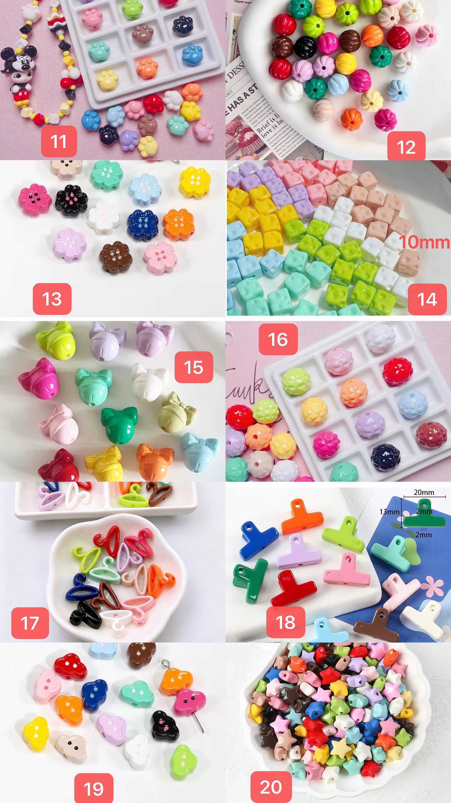 120+ designs of acrylic beads, $1.5/10pcs or more, Link 1(01-30)
