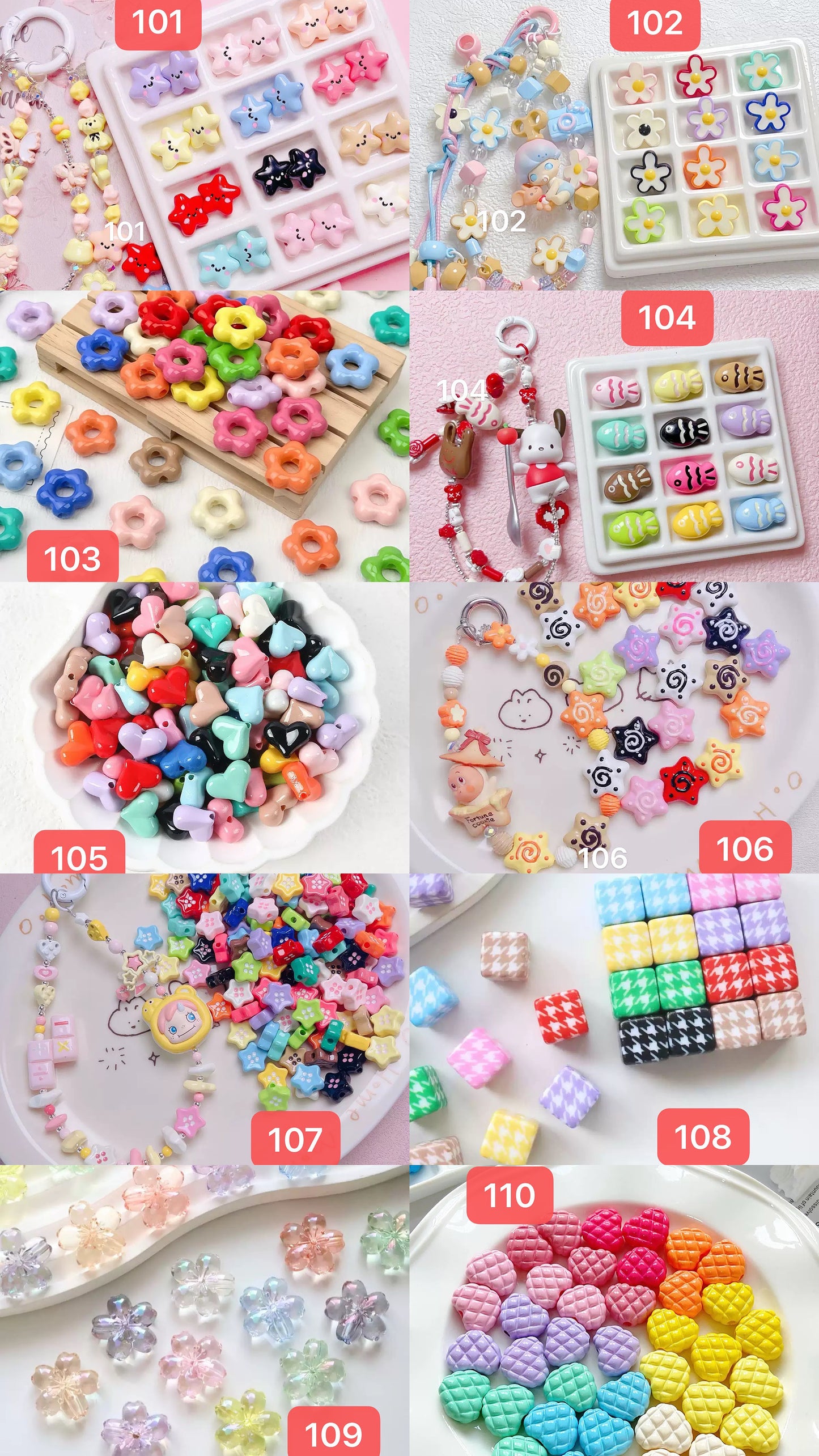 120+ designs of acrylic beads, $1.5/10pcs or more, Link 4(91-120)