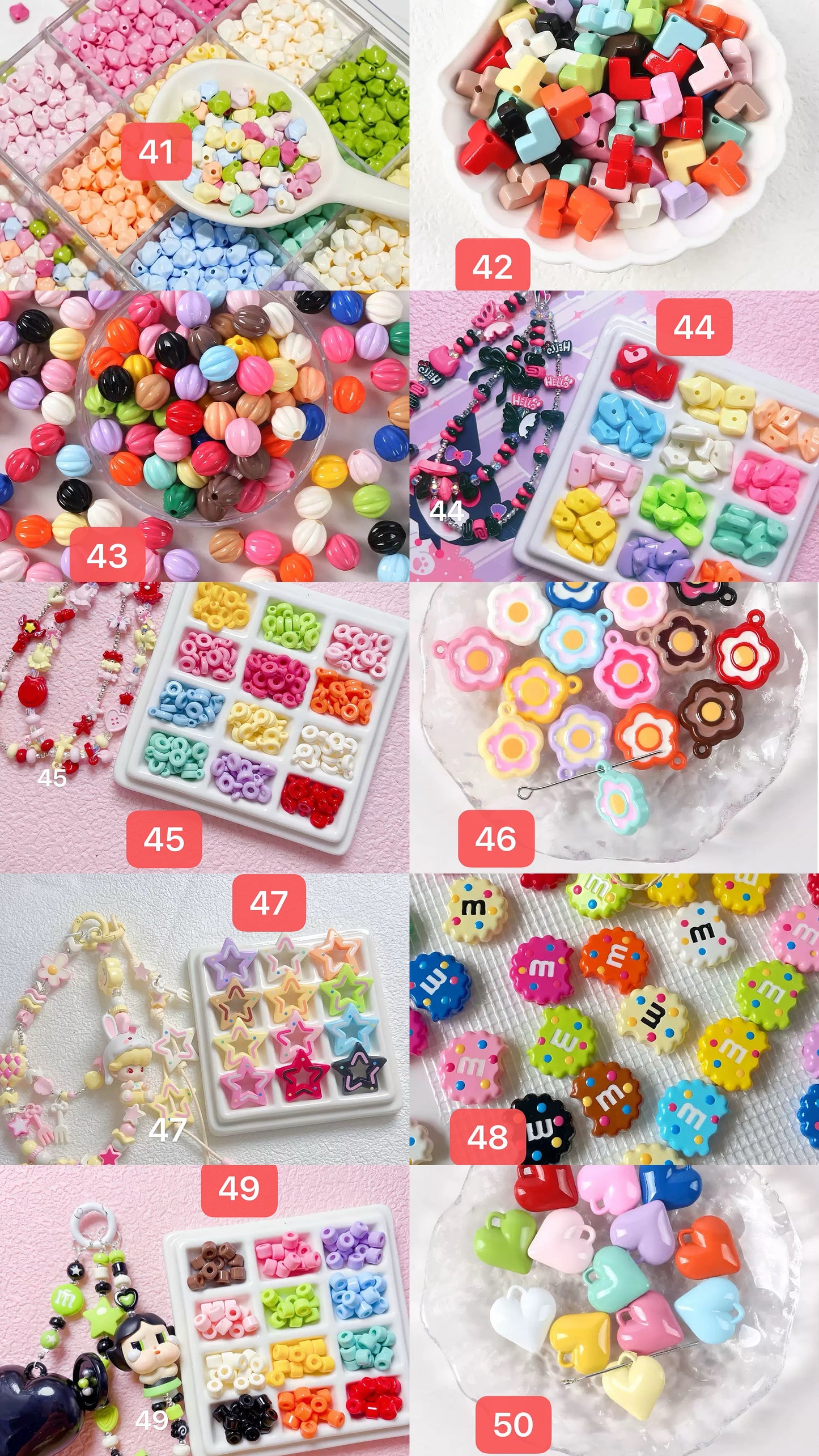 120+ designs of acrylic beads, $1.5/10pcs or more, Link 2(31-60)