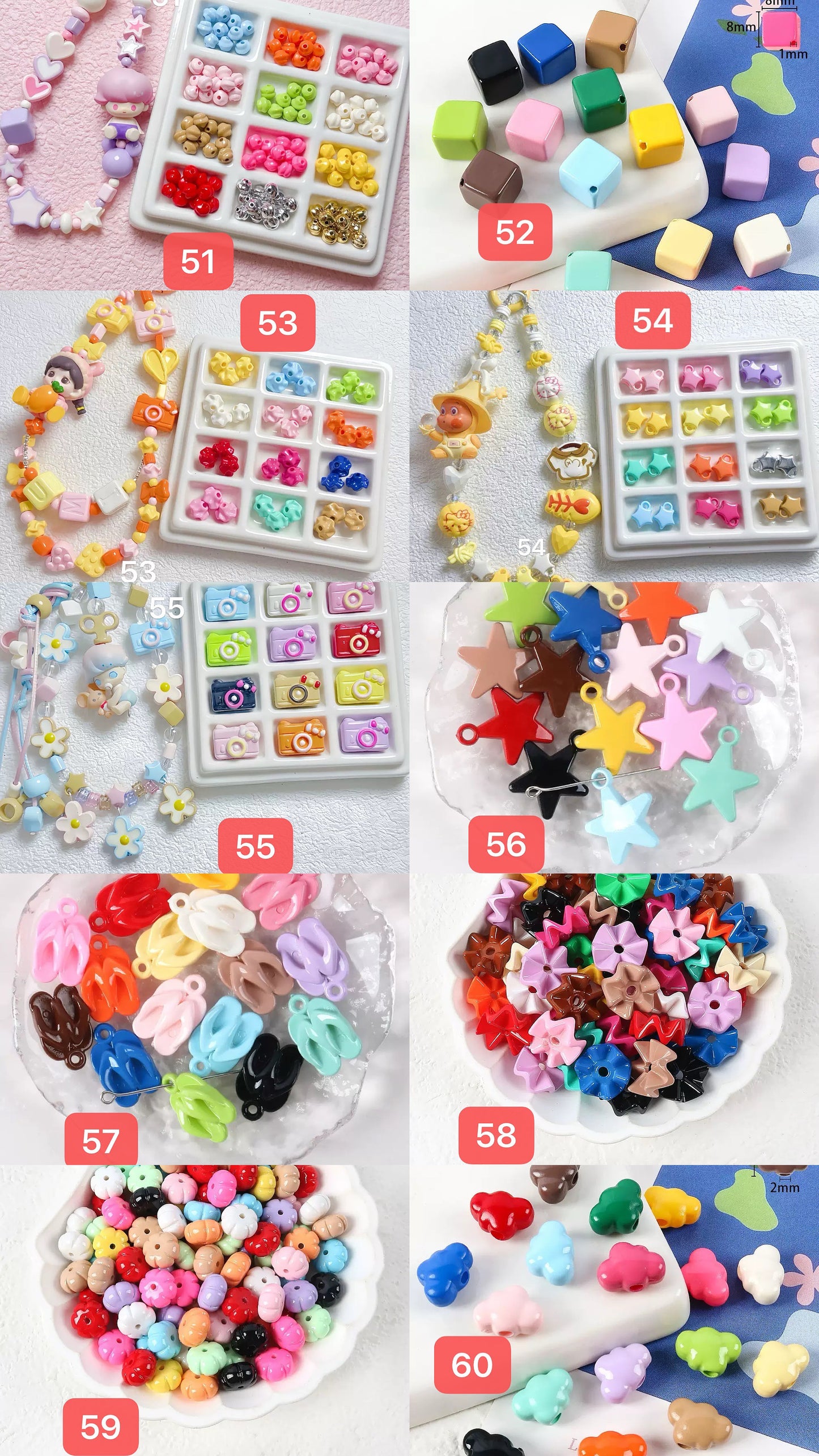 120+ designs of acrylic beads, $1.5/10pcs or more, Link 2(31-60)