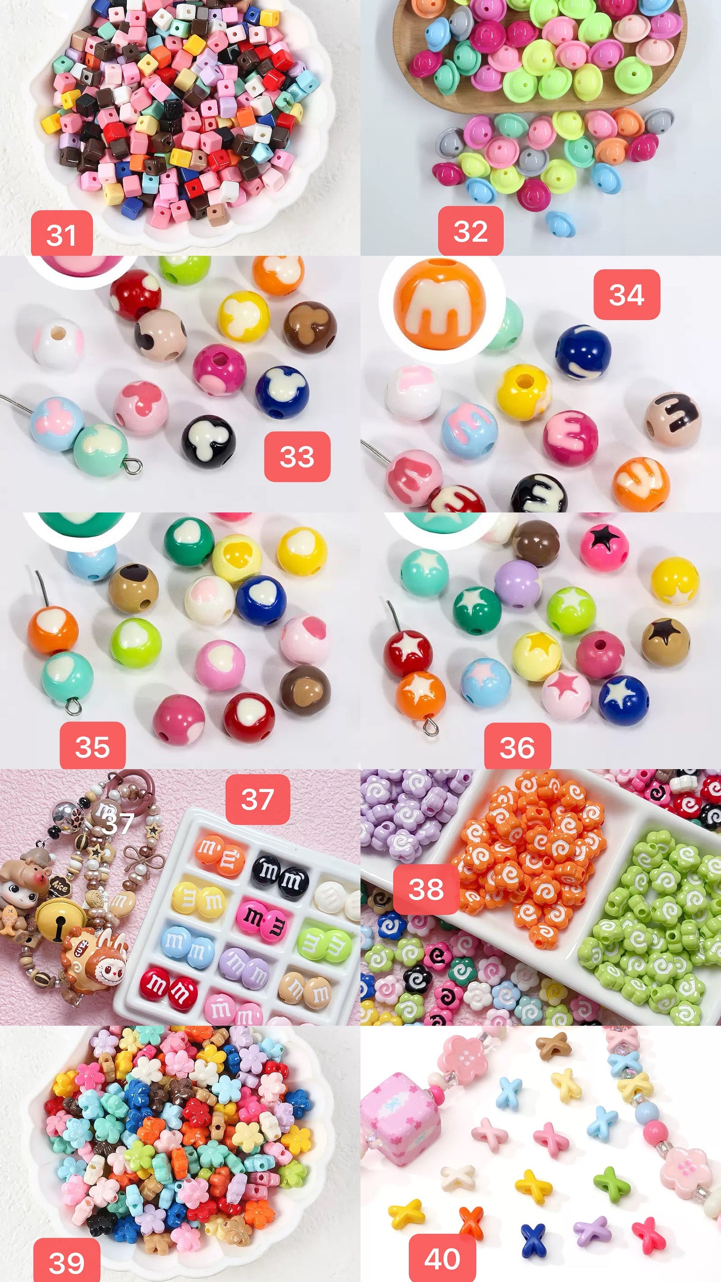 120+ designs of acrylic beads, $1.5/10pcs or more, Link 2(31-60)