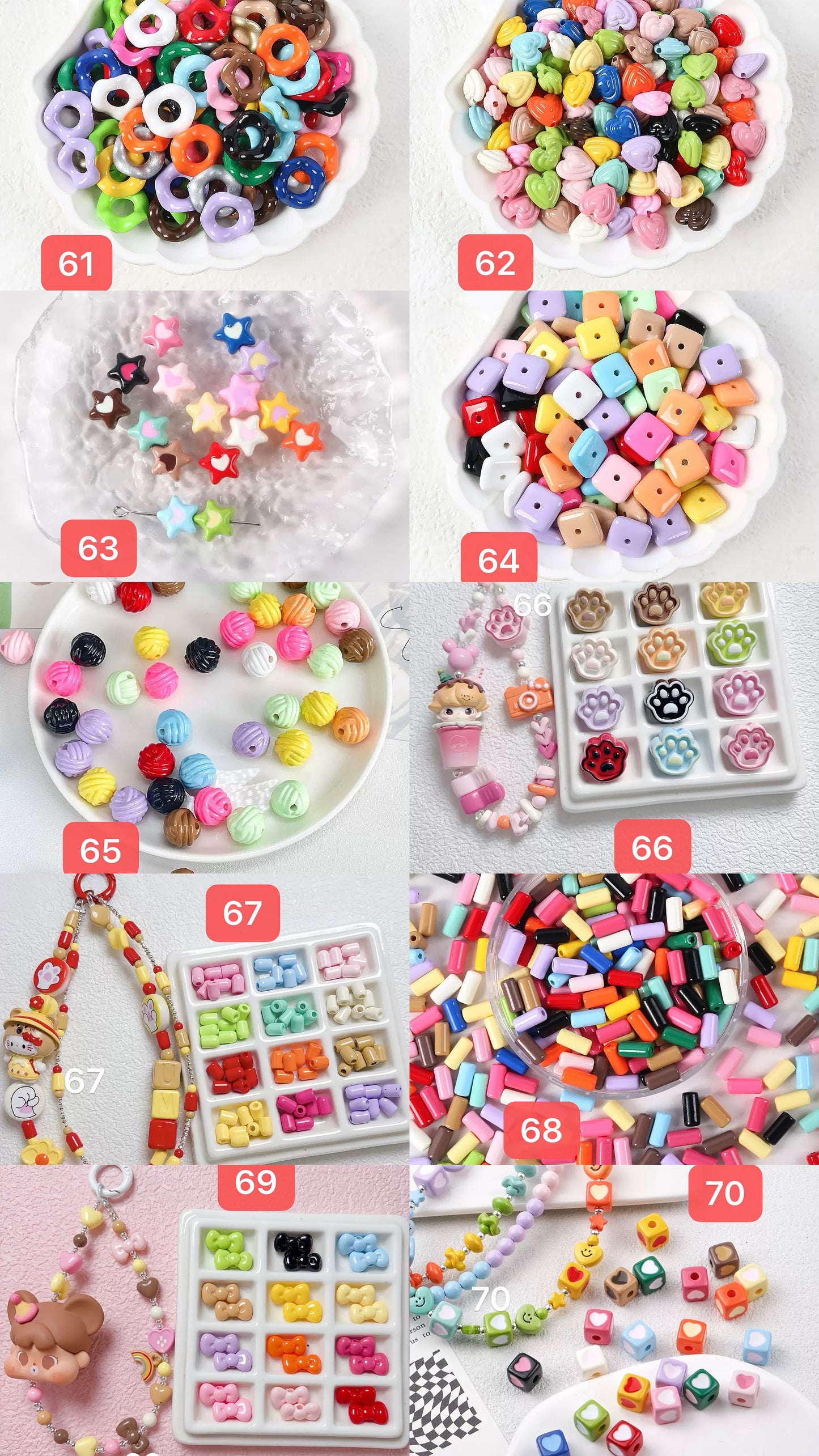 120+ designs of acrylic beads, $1.5/10pcs or more, Link 3(61-90)