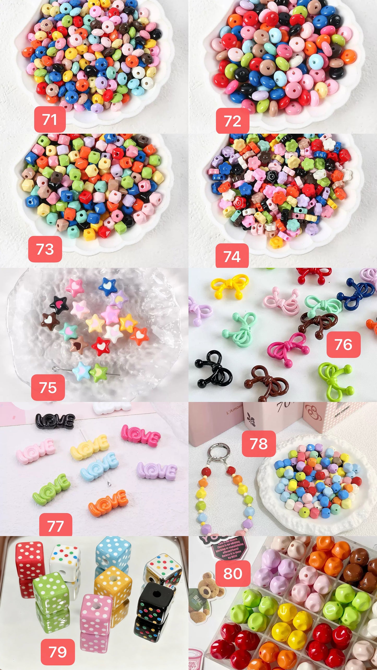 120+ designs of acrylic beads, $1.5/10pcs or more, Link 3(61-90)